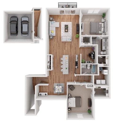 Floor plan for 2 beds, 2 baths, 1698 sqft